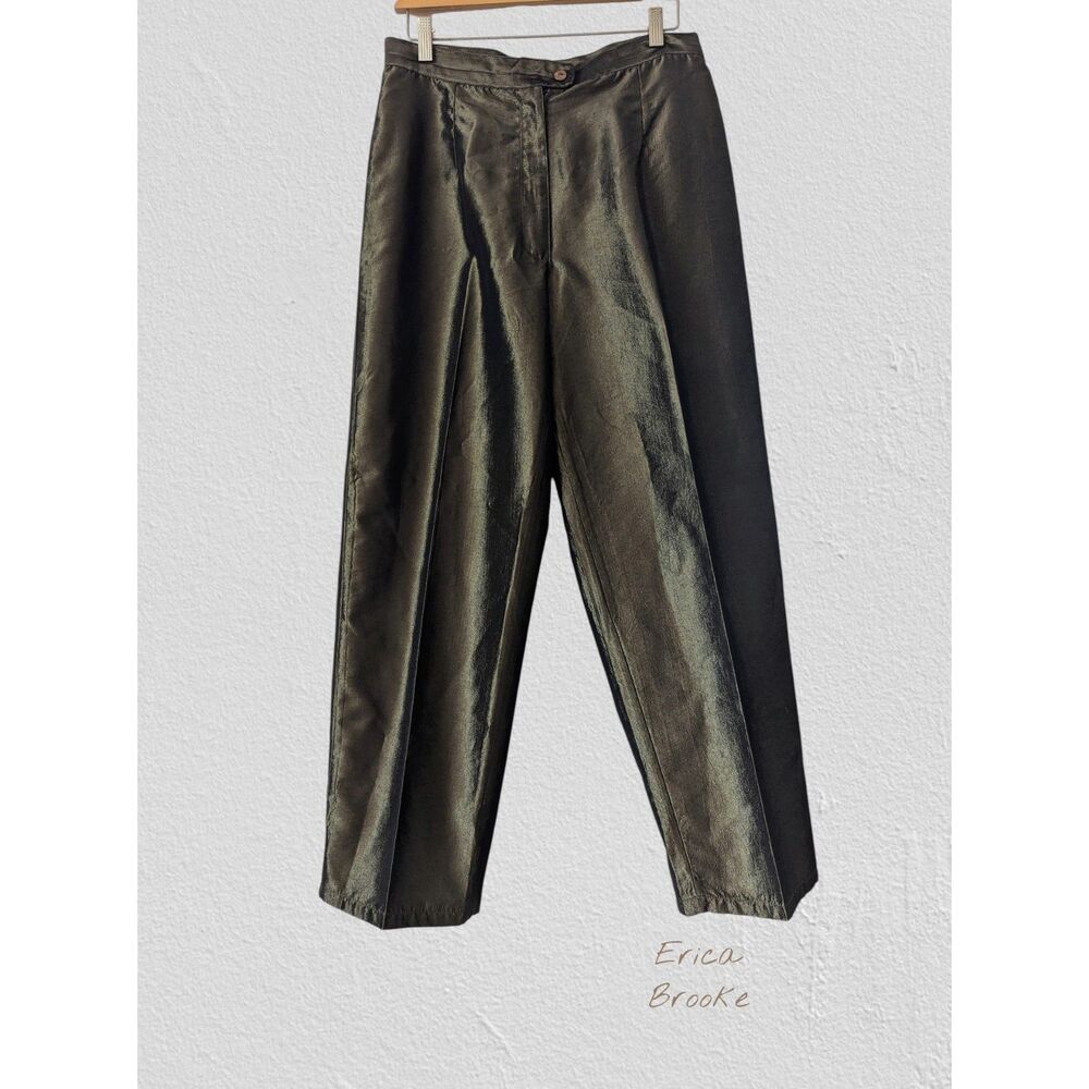 Erica Brooke Collection shiny green dress pants  Sz L